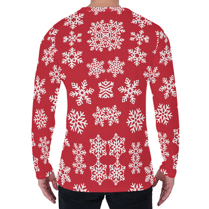 Merry Christmas Snowflakes Pattern Print Men's Long Sleeve T-Shirt
