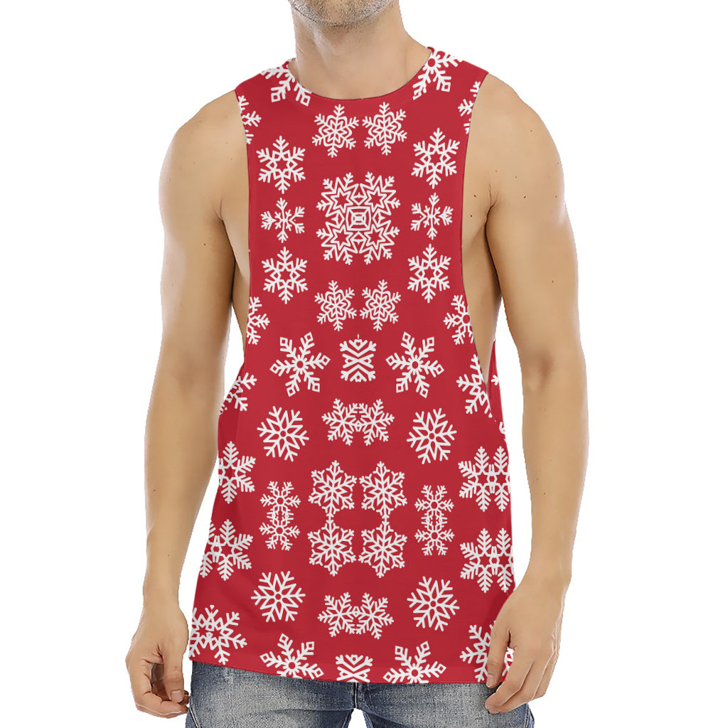 Merry Christmas Snowflakes Pattern Print Men's Muscle Tank Top