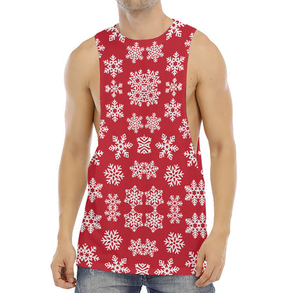 Merry Christmas Snowflakes Pattern Print Men's Muscle Tank Top