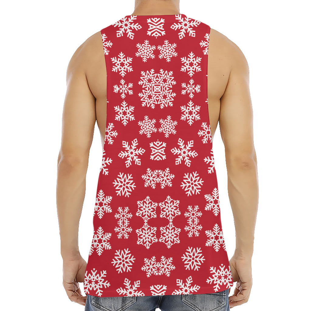 Merry Christmas Snowflakes Pattern Print Men's Muscle Tank Top