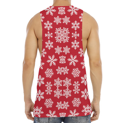Merry Christmas Snowflakes Pattern Print Men's Muscle Tank Top