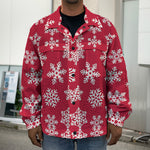 Merry Christmas Snowflakes Pattern Print Men's Shirt Jacket