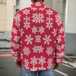 Merry Christmas Snowflakes Pattern Print Men's Shirt Jacket