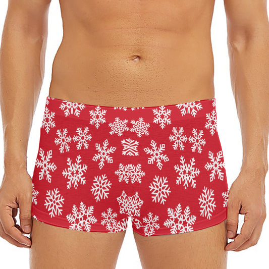 Merry Christmas Snowflakes Pattern Print Men's Short Boxer Briefs