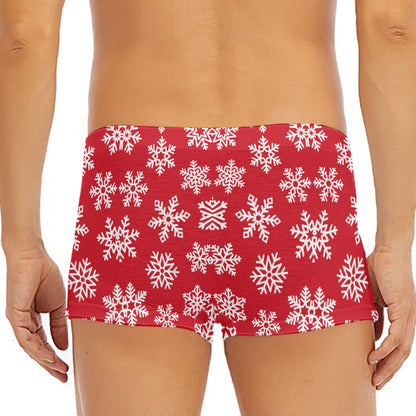Merry Christmas Snowflakes Pattern Print Men's Short Boxer Briefs