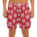 Merry Christmas Snowflakes Pattern Print Men's Split Running Shorts
