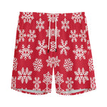 Merry Christmas Snowflakes Pattern Print Men's Sports Shorts