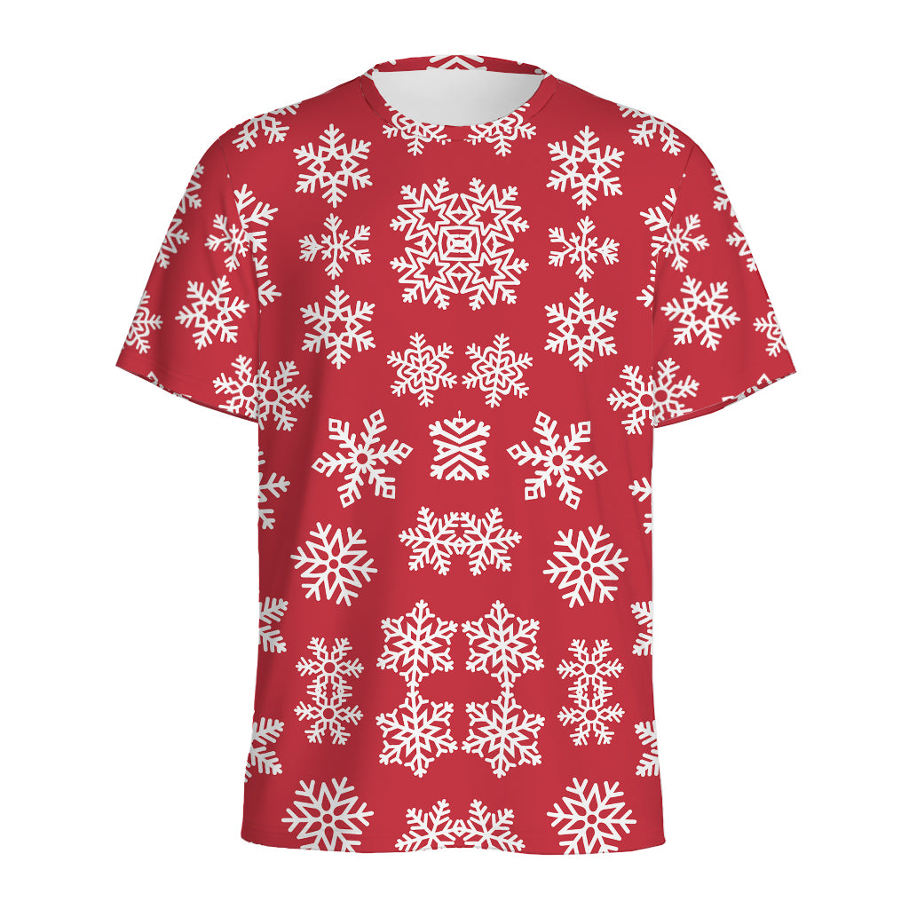 Merry Christmas Snowflakes Pattern Print Men's Sports T-Shirt