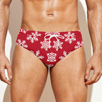Merry Christmas Snowflakes Pattern Print Men's Swim Briefs