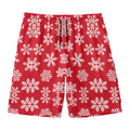 Merry Christmas Snowflakes Pattern Print Men's Swim Trunks