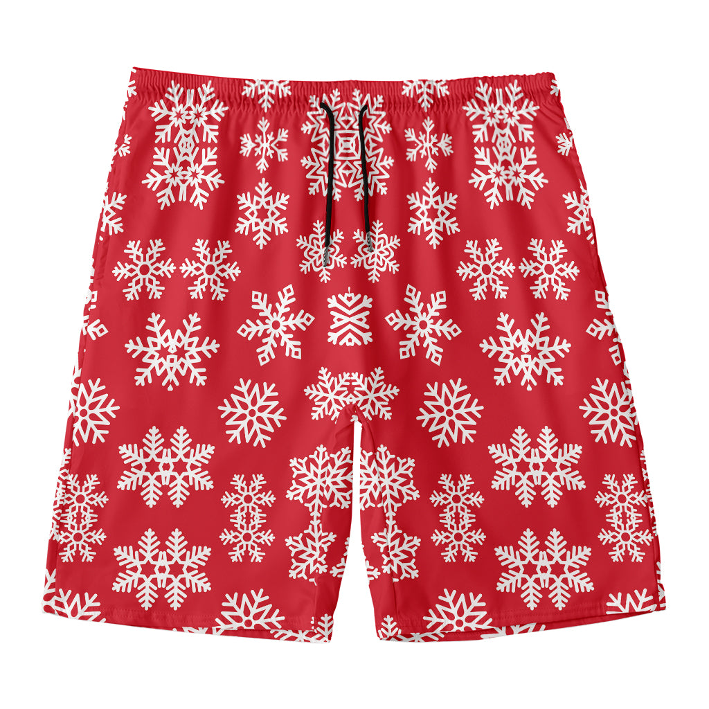 Merry Christmas Snowflakes Pattern Print Men's Swim Trunks