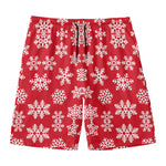 Merry Christmas Snowflakes Pattern Print Men's Swim Trunks