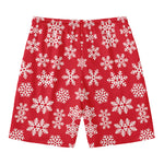 Merry Christmas Snowflakes Pattern Print Men's Swim Trunks