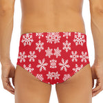 Merry Christmas Snowflakes Pattern Print Men's Triangle Swim Briefs