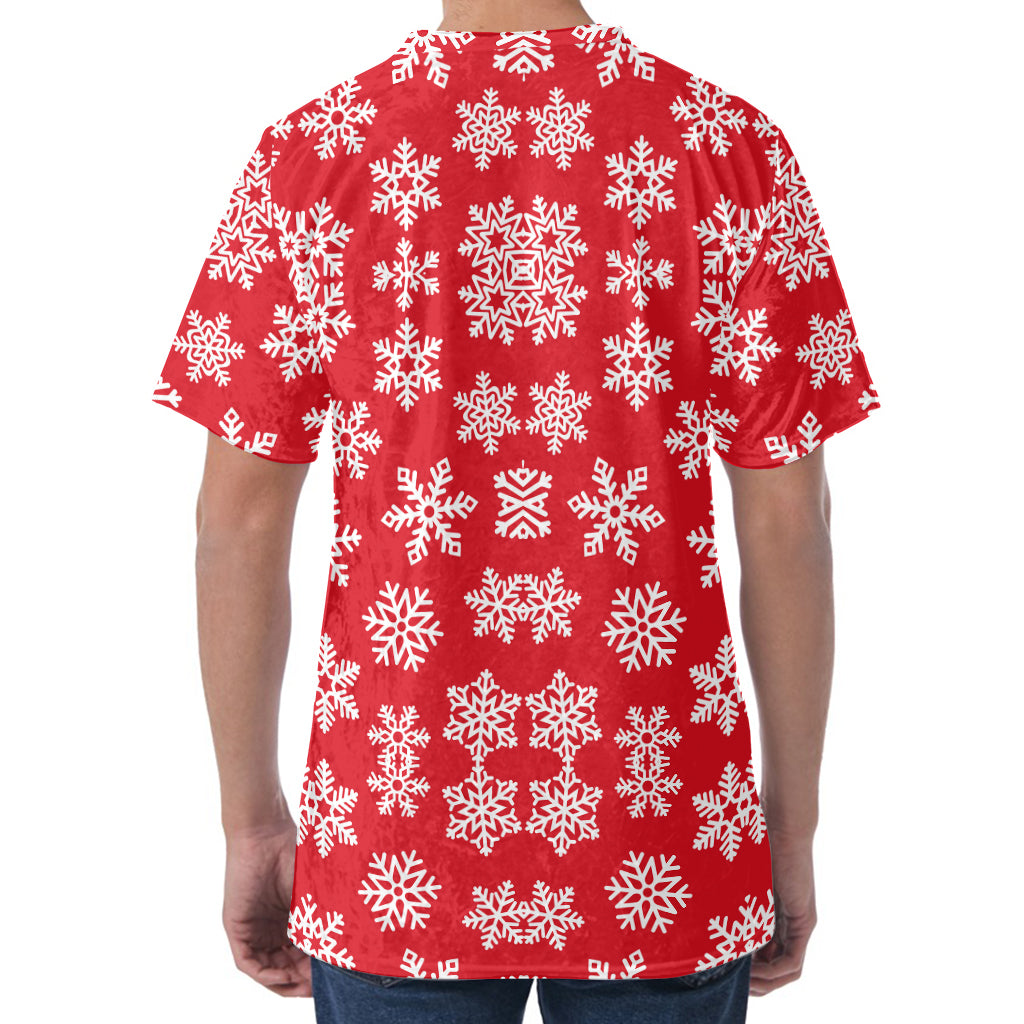 Merry Christmas Snowflakes Pattern Print Men's Velvet T-Shirt