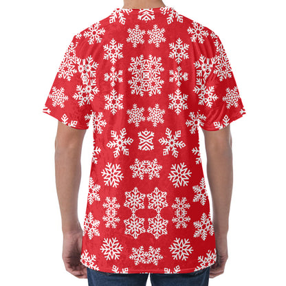 Merry Christmas Snowflakes Pattern Print Men's Velvet T-Shirt