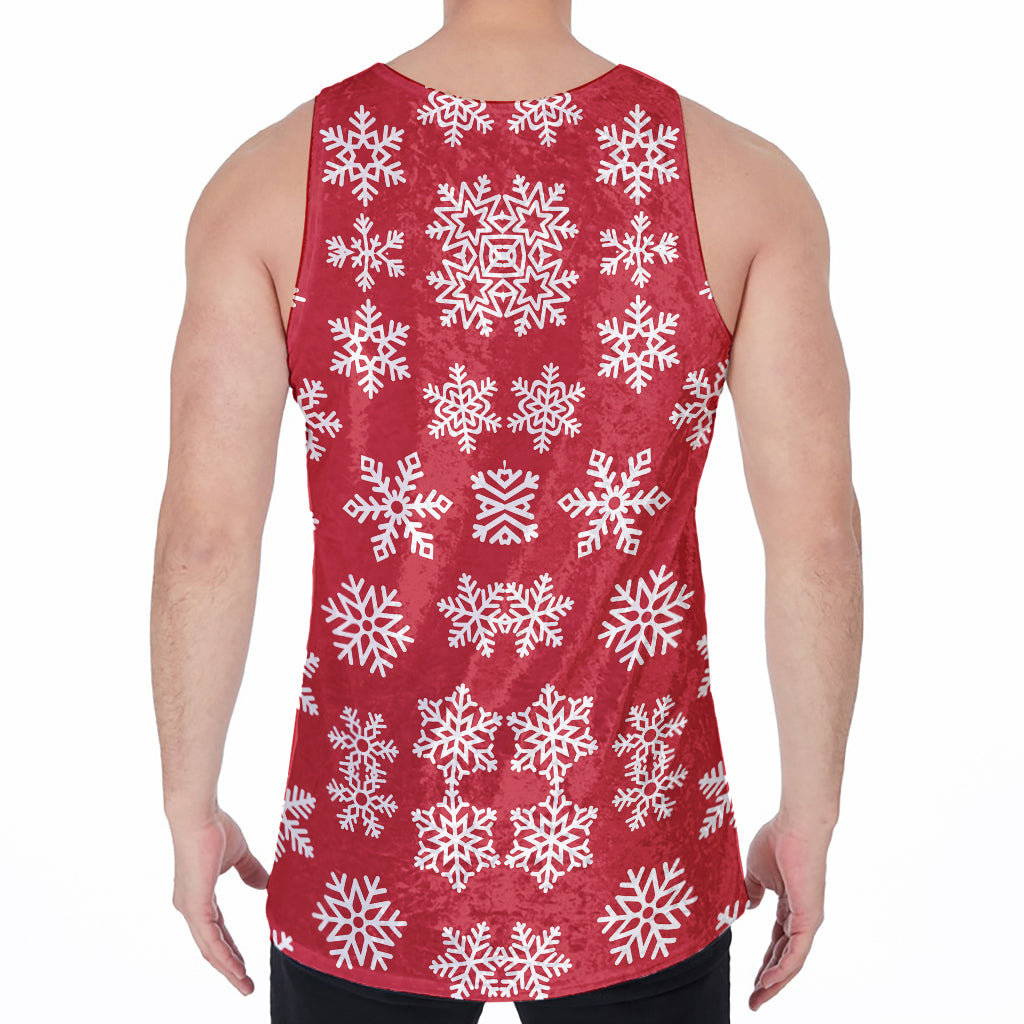 Merry Christmas Snowflakes Pattern Print Men's Velvet Tank Top