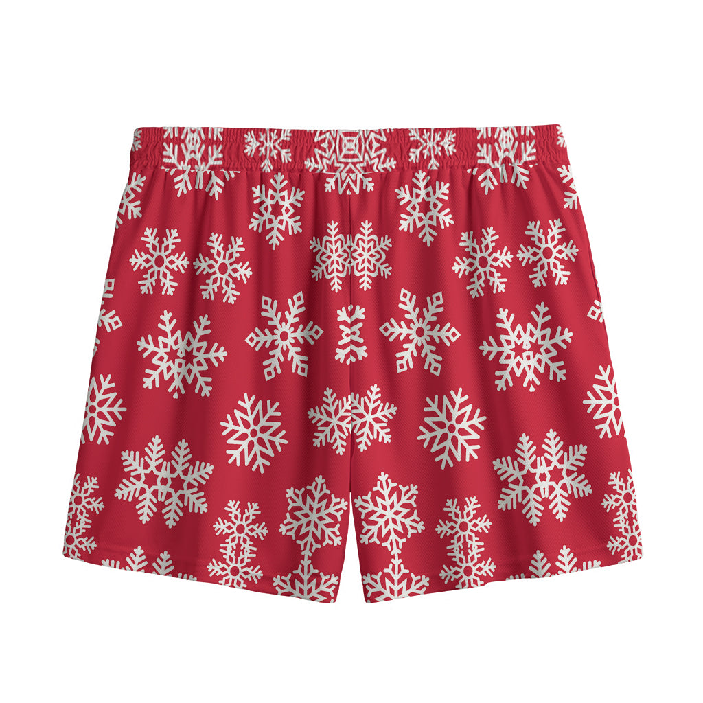 Merry Christmas Snowflakes Pattern Print Mesh Shorts