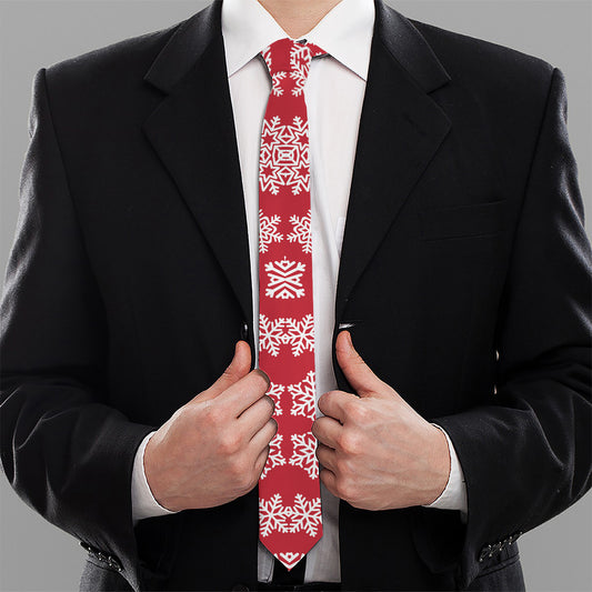 Merry Christmas Snowflakes Pattern Print Necktie