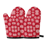 Merry Christmas Snowflakes Pattern Print Oven Mitts