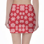 Merry Christmas Snowflakes Pattern Print Pencil Mini Skirt