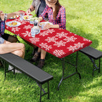 Merry Christmas Snowflakes Pattern Print Picnic Table Cover