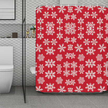 Merry Christmas Snowflakes Pattern Print Polyester Shower Curtain