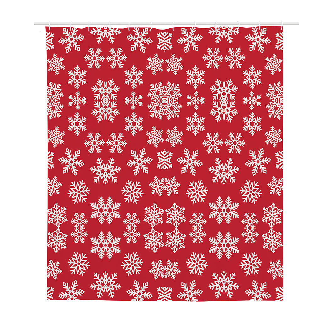 Merry Christmas Snowflakes Pattern Print Polyester Shower Curtain