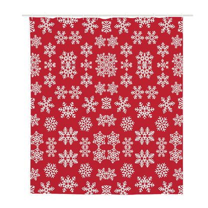Merry Christmas Snowflakes Pattern Print Polyester Shower Curtain
