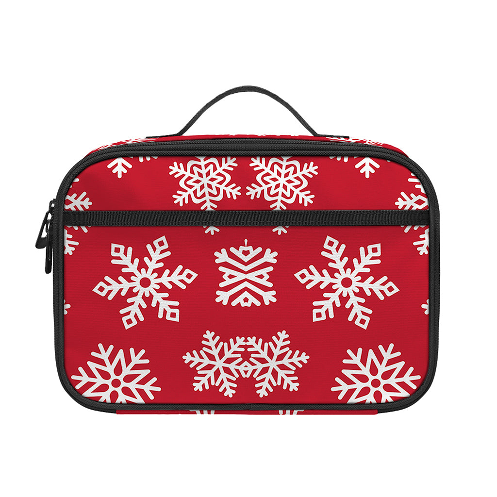 Merry Christmas Snowflakes Pattern Print Portable Lunch Bag