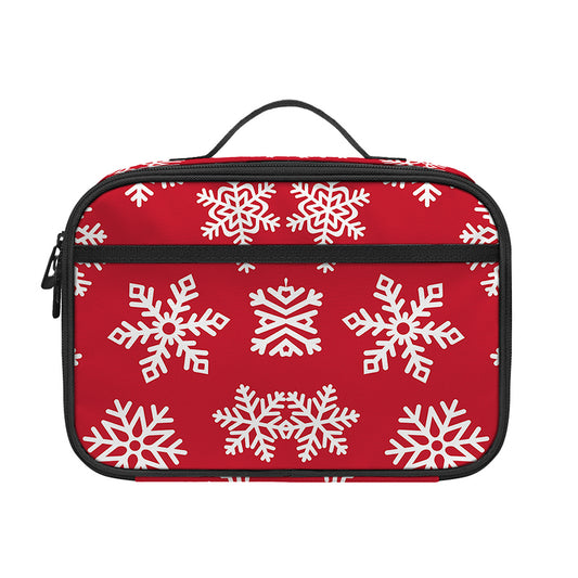 Merry Christmas Snowflakes Pattern Print Portable Lunch Bag