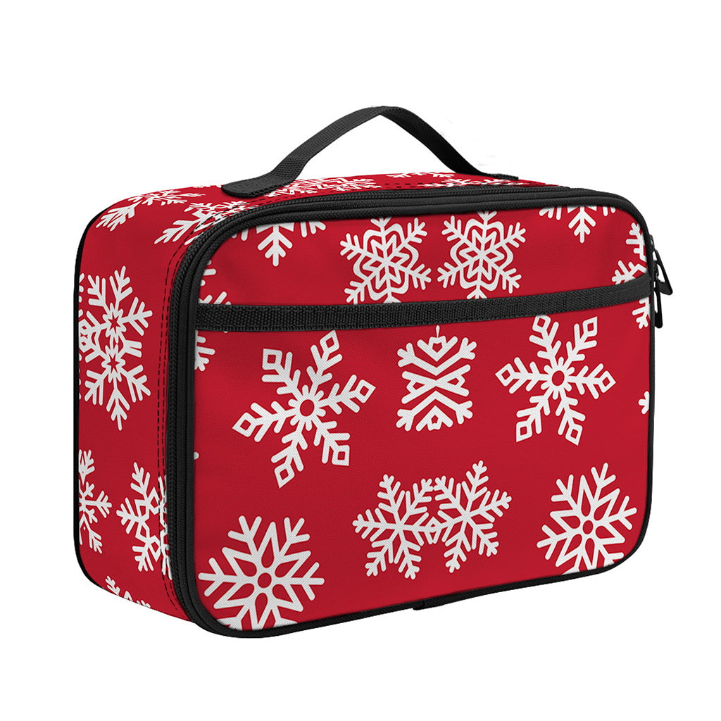 Merry Christmas Snowflakes Pattern Print Portable Lunch Bag