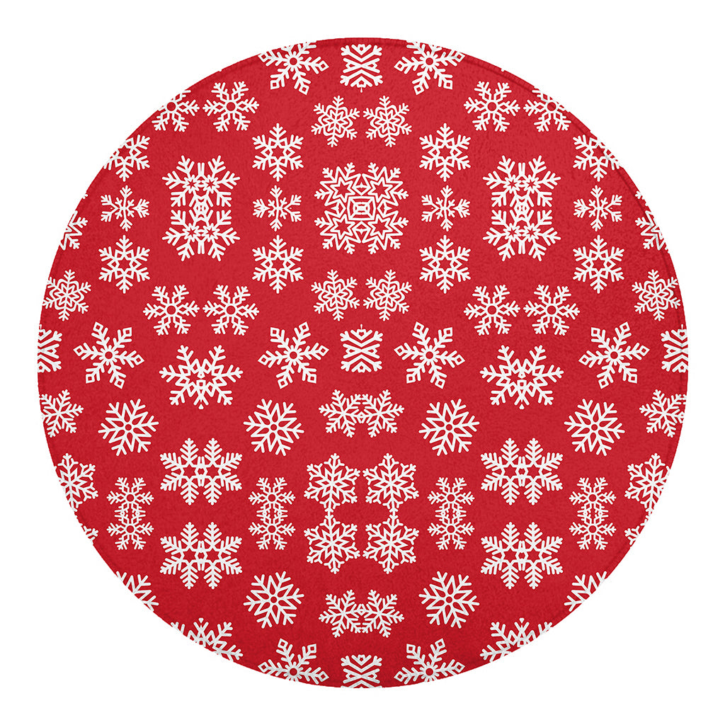 Merry Christmas Snowflakes Pattern Print Round Blanket
