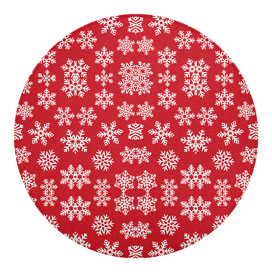 Merry Christmas Snowflakes Pattern Print Round Blanket