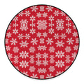 Merry Christmas Snowflakes Pattern Print Round Floor Mat