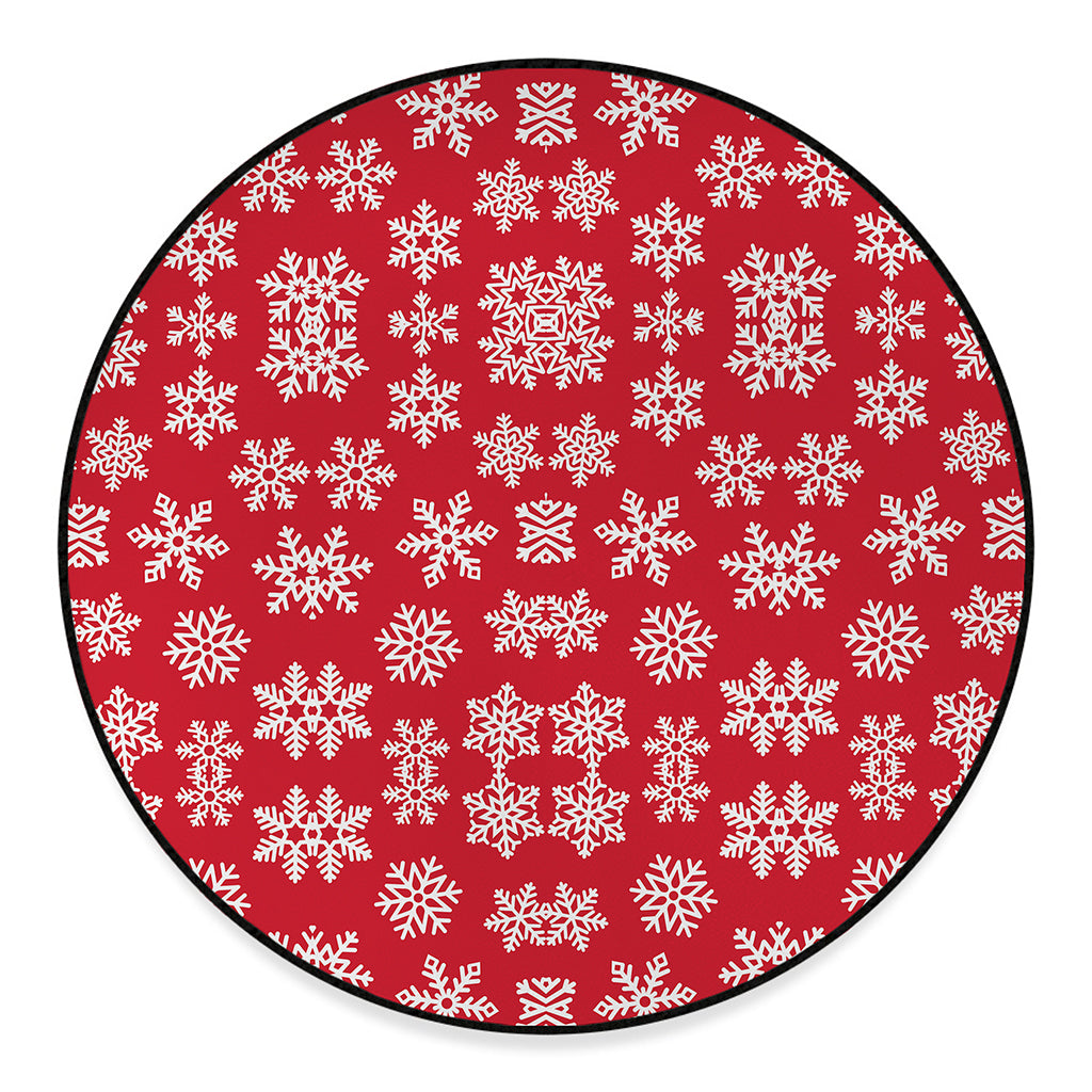 Merry Christmas Snowflakes Pattern Print Round Floor Mat