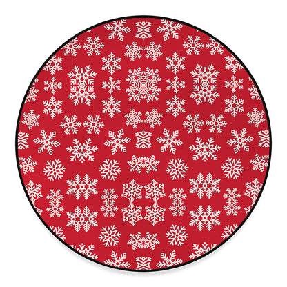 Merry Christmas Snowflakes Pattern Print Round Floor Mat