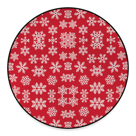 Merry Christmas Snowflakes Pattern Print Round Floor Mat
