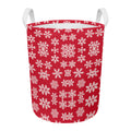 Merry Christmas Snowflakes Pattern Print Round Laundry Basket