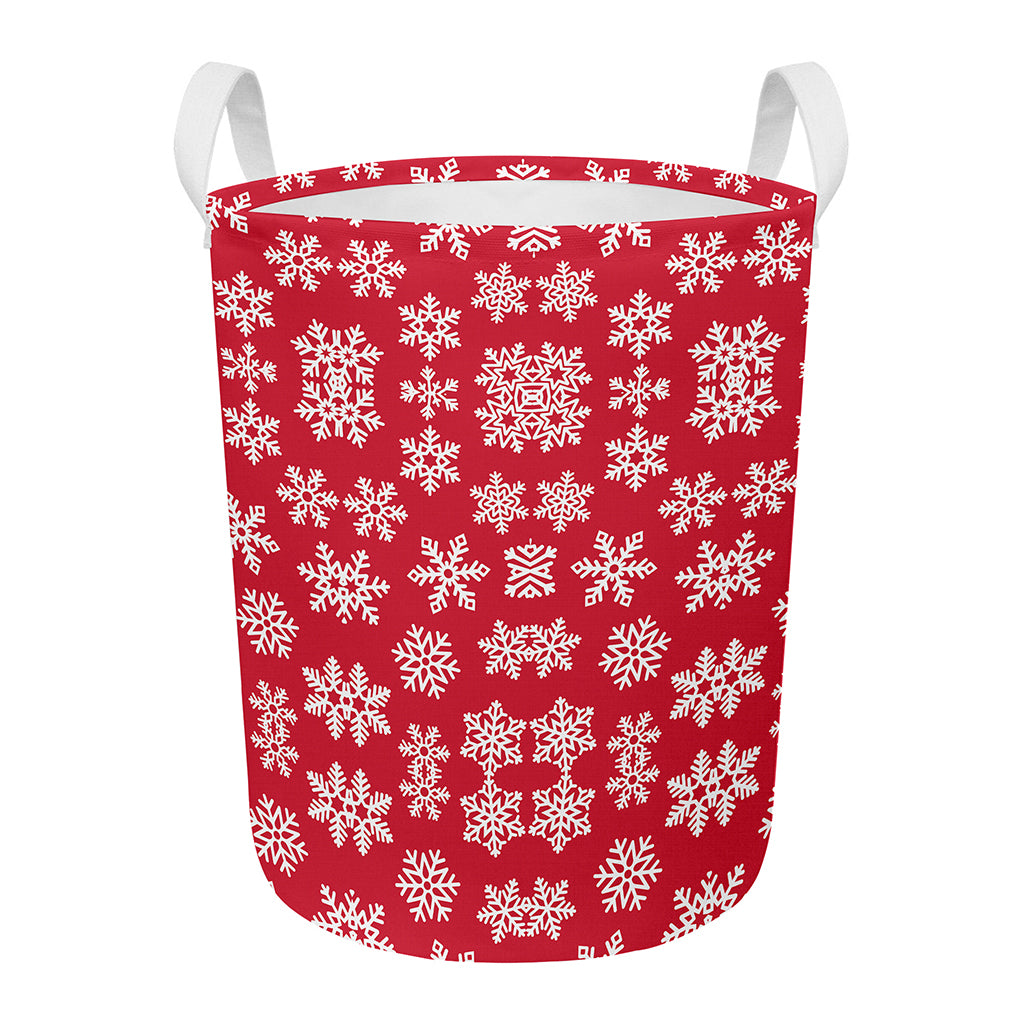 Merry Christmas Snowflakes Pattern Print Round Laundry Basket