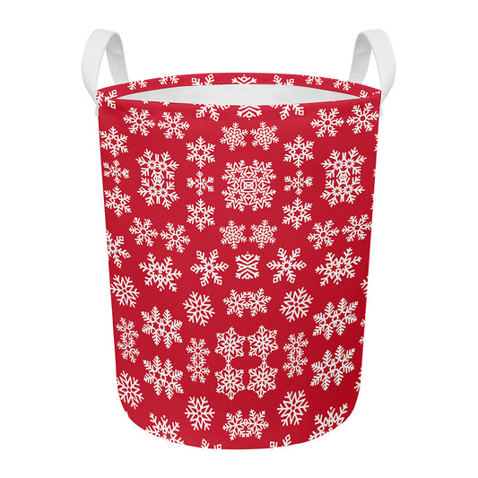 Merry Christmas Snowflakes Pattern Print Round Laundry Basket