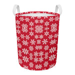 Merry Christmas Snowflakes Pattern Print Round Laundry Basket