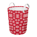 Merry Christmas Snowflakes Pattern Print Round Laundry Basket