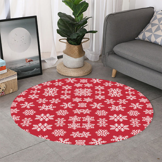 Merry Christmas Snowflakes Pattern Print Round Rug