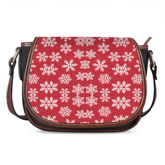 Merry Christmas Snowflakes Pattern Print Saddle Bag