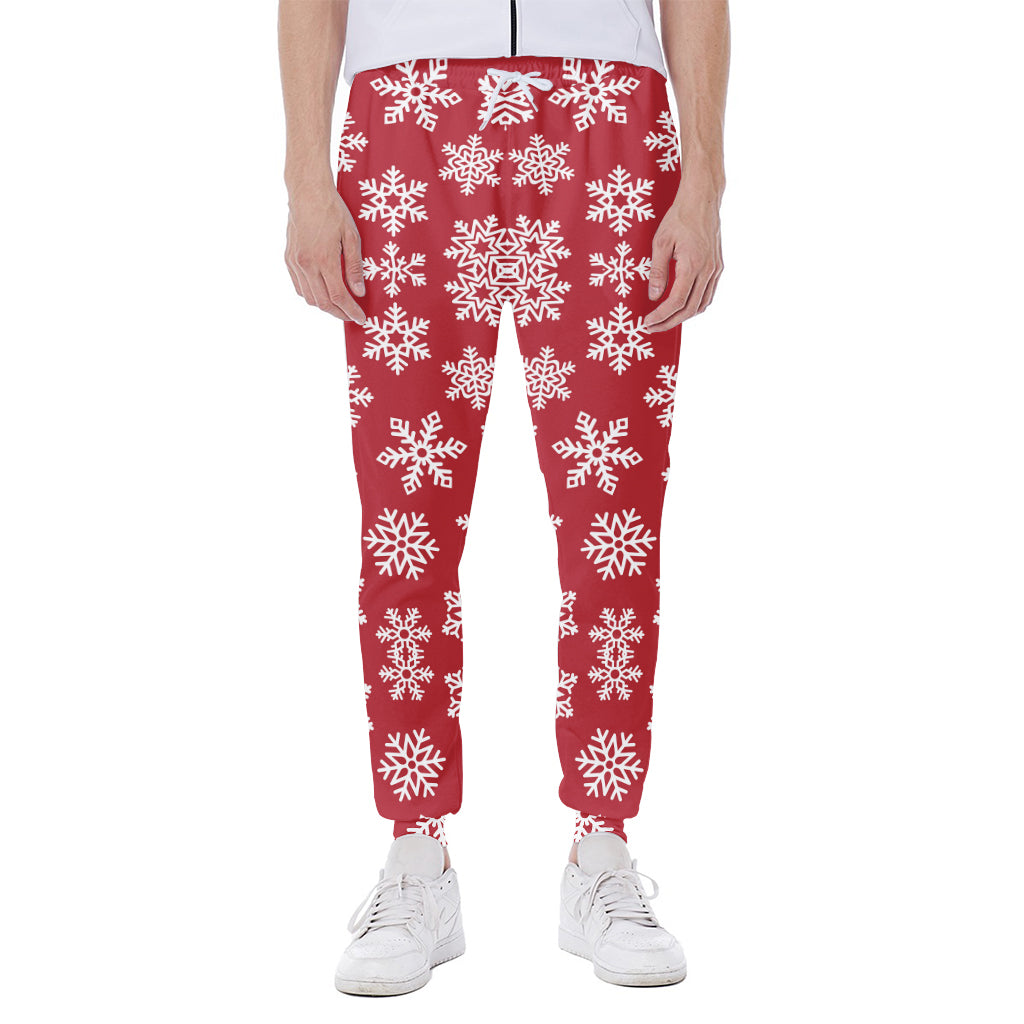 Merry Christmas Snowflakes Pattern Print Scuba Joggers