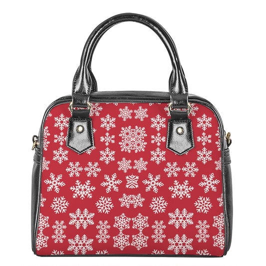 Merry Christmas Snowflakes Pattern Print Shoulder Handbag