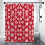 Merry Christmas Snowflakes Pattern Print Shower Curtain