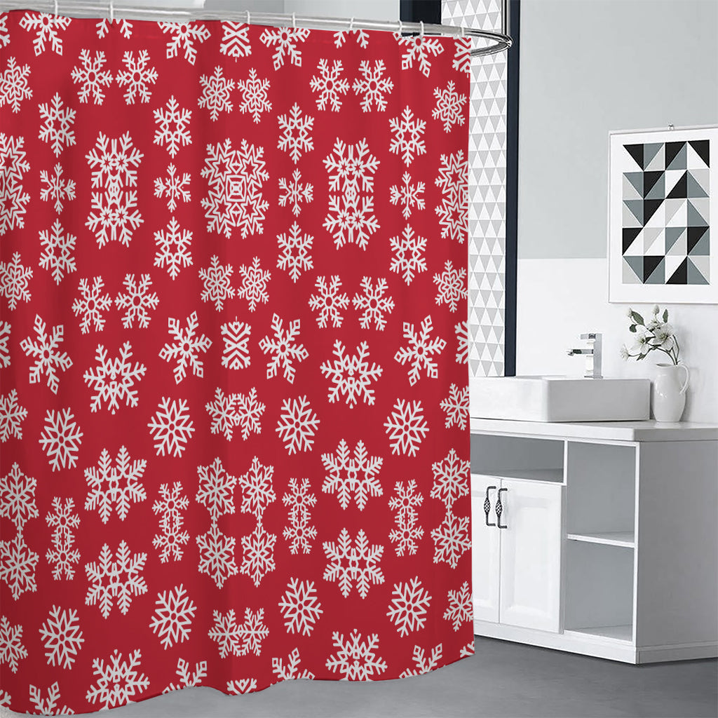 Merry Christmas Snowflakes Pattern Print Shower Curtain