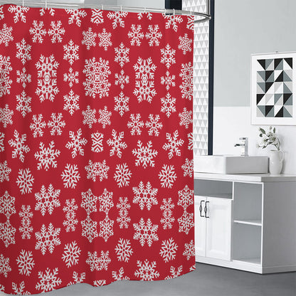 Merry Christmas Snowflakes Pattern Print Shower Curtain